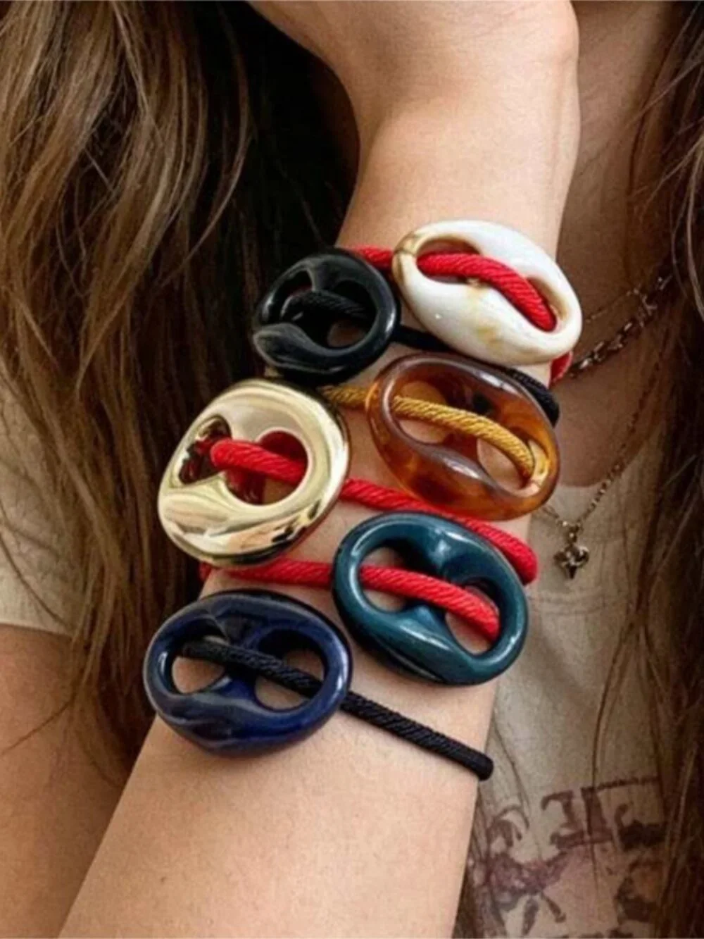 New! Gold Pig Nose Red Band Bracelet NWOT